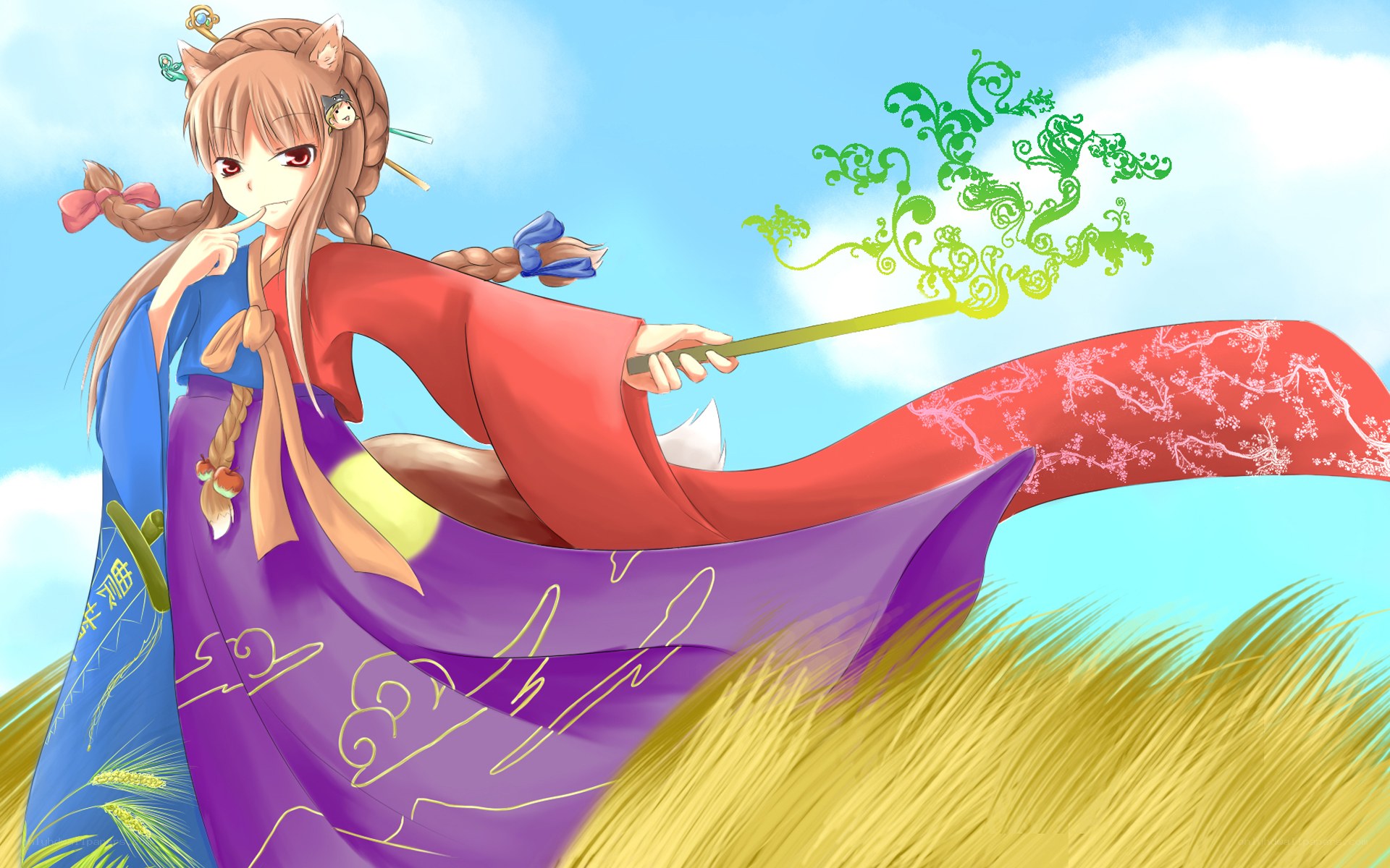 fox girl with magic wand