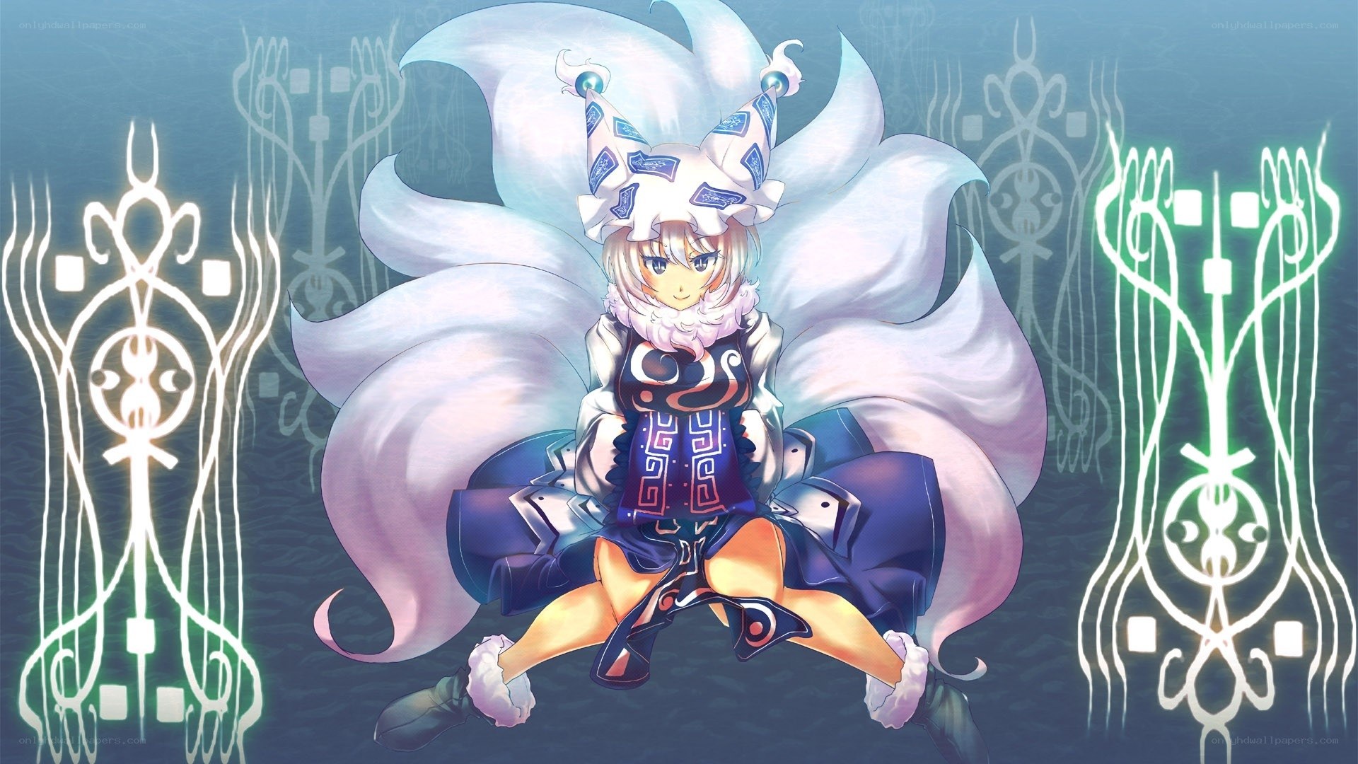 fox girl with magical symbols