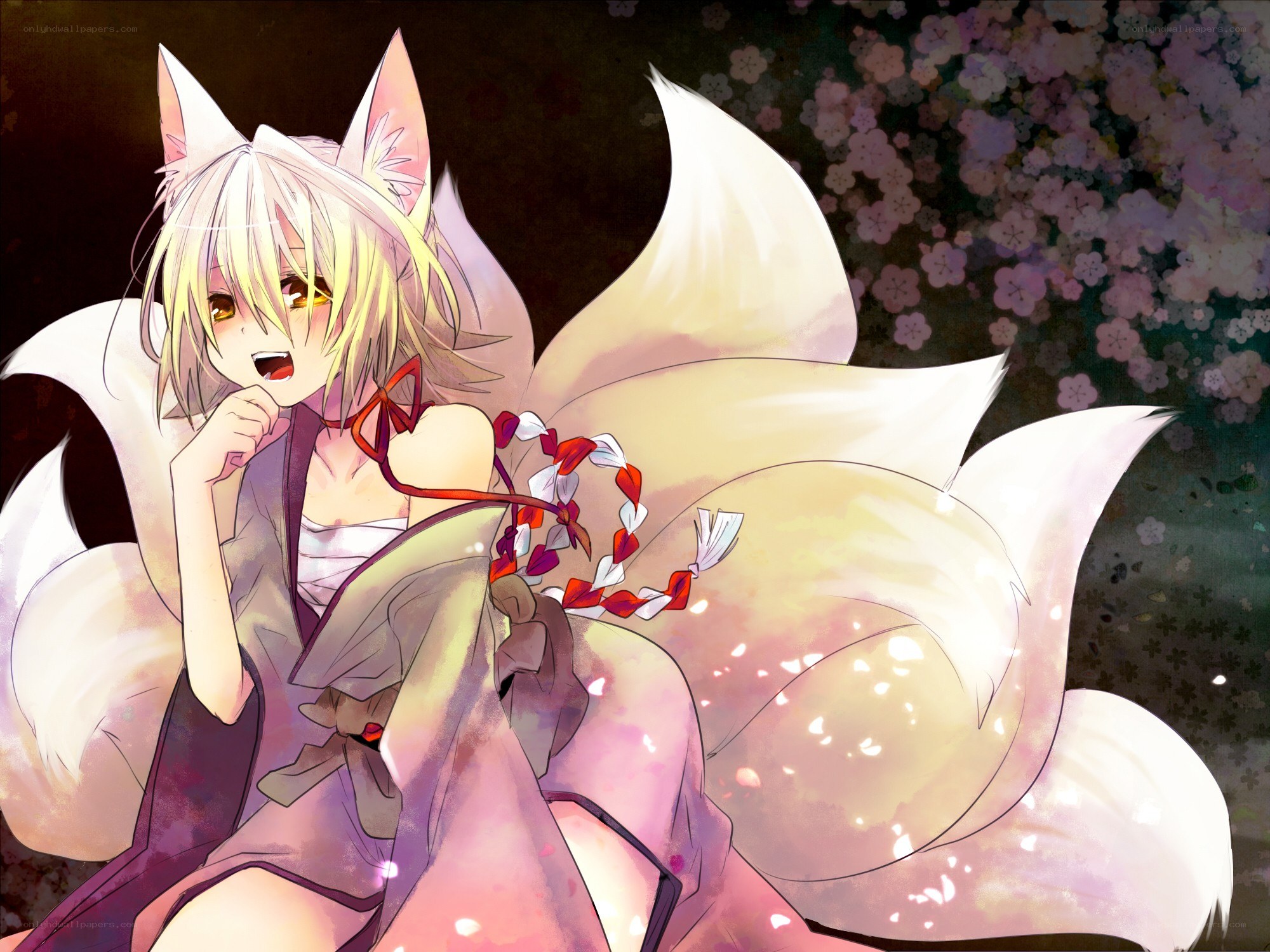 fox girl with multiple tails