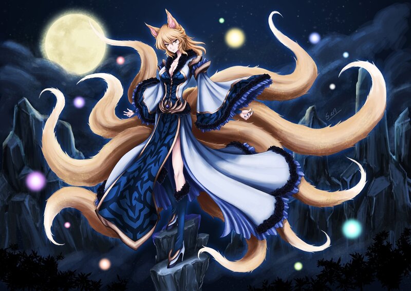 fox girl with nine tails