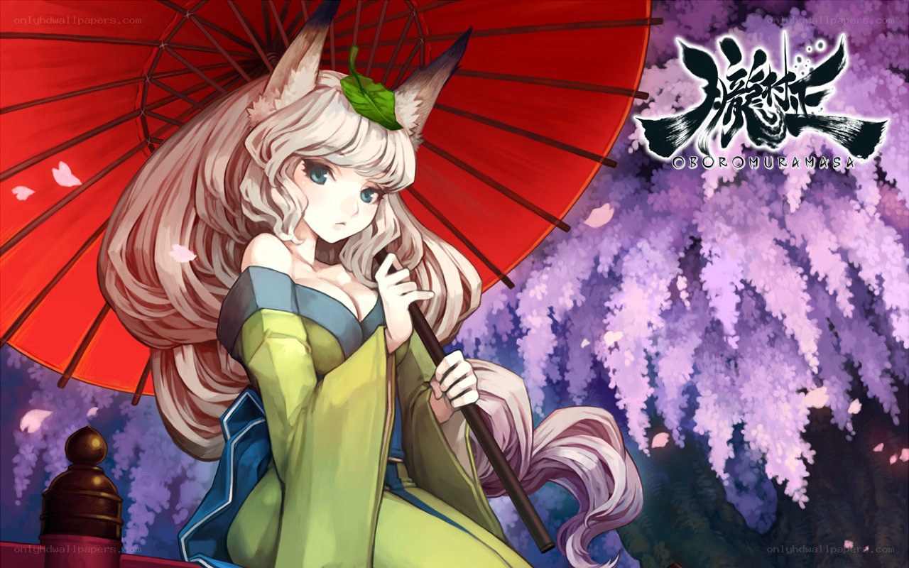 fox girl with red umbrella