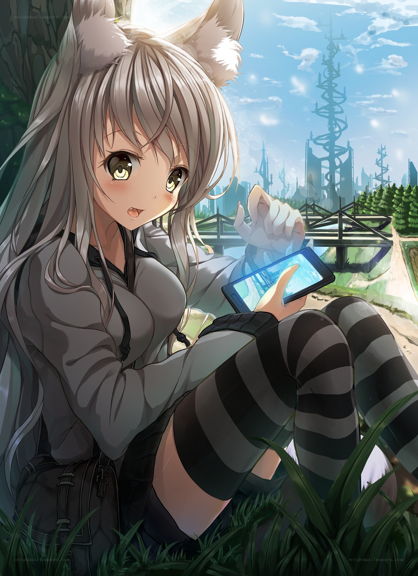fox girl with smartphone