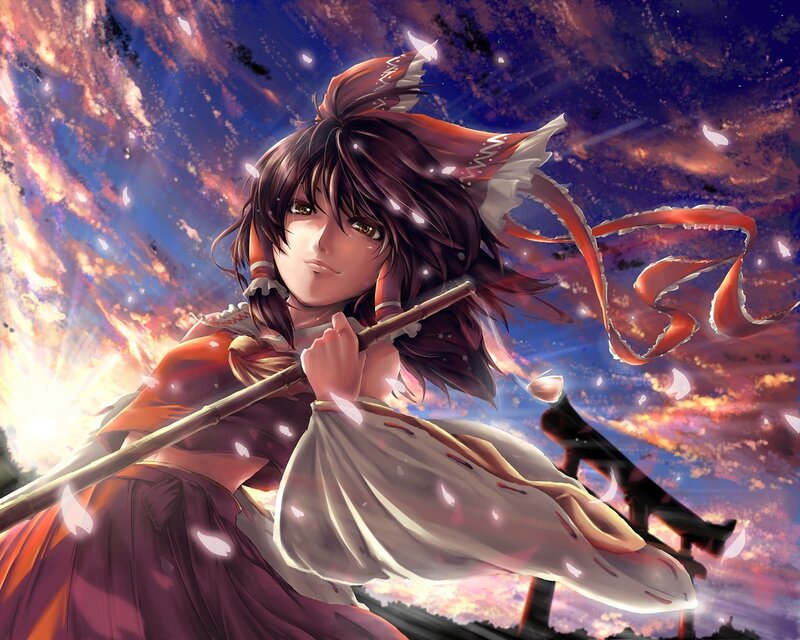 fox girl with staff at sunset