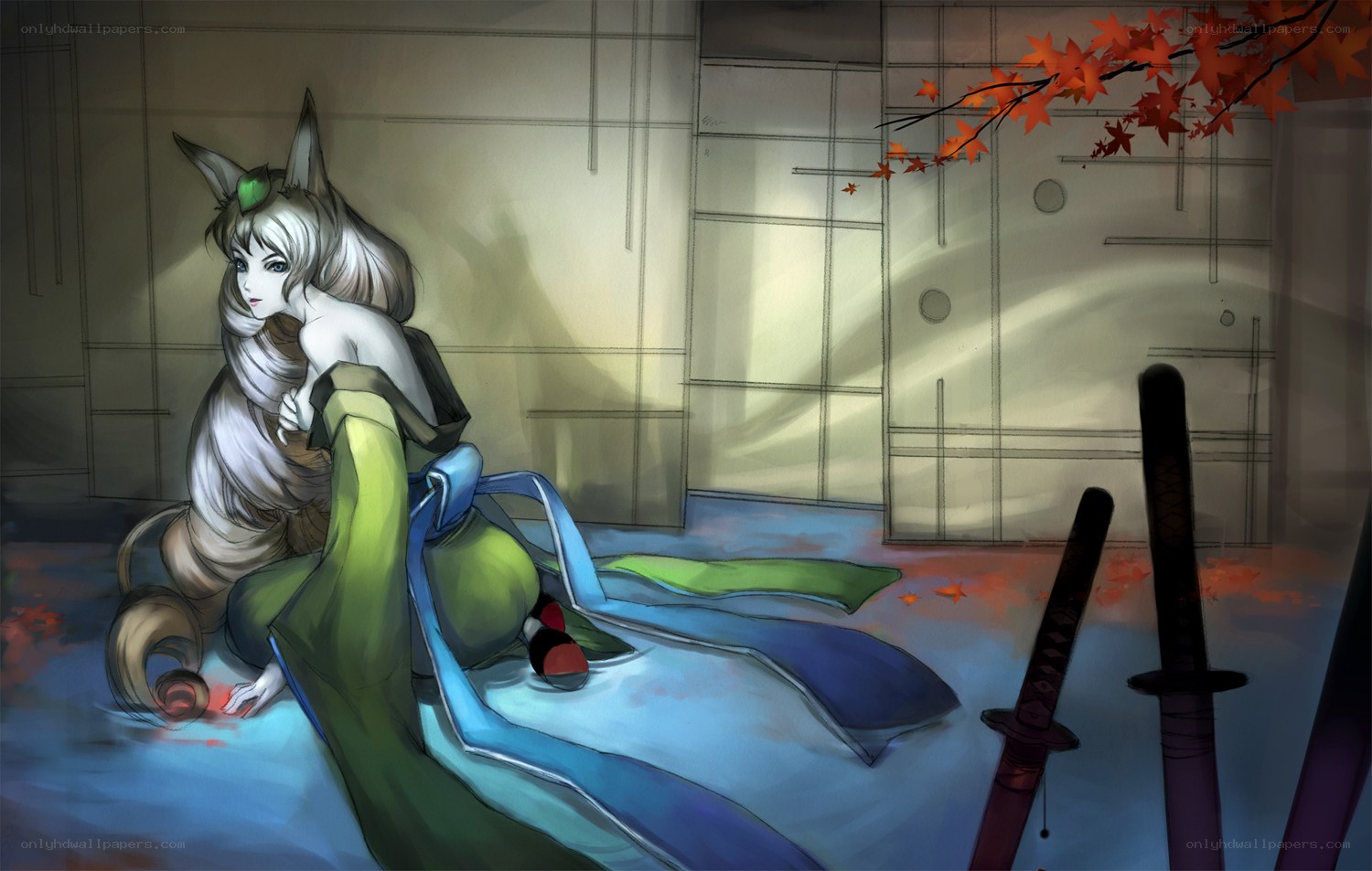 fox girl with swords