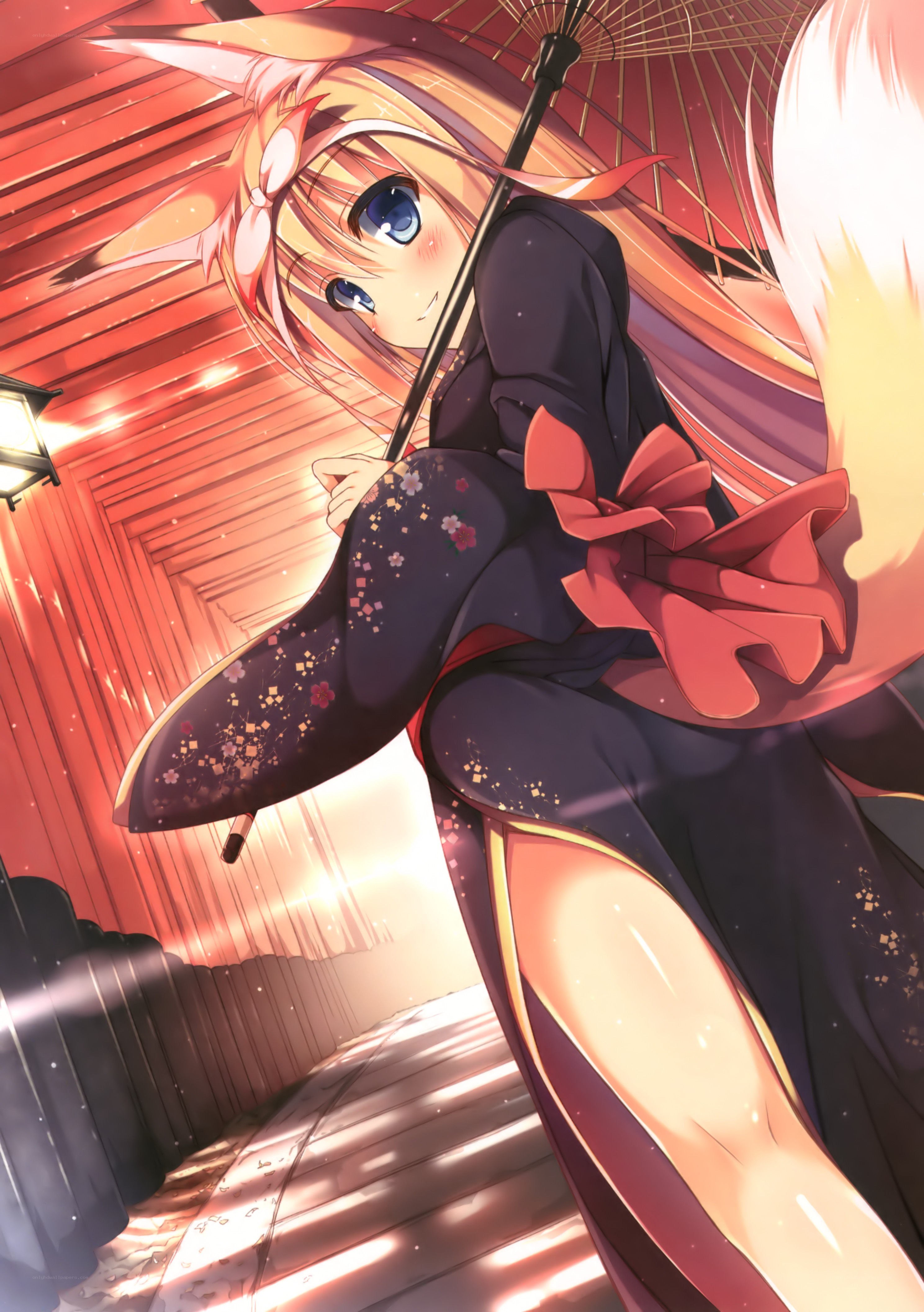 fox girl with umbrella