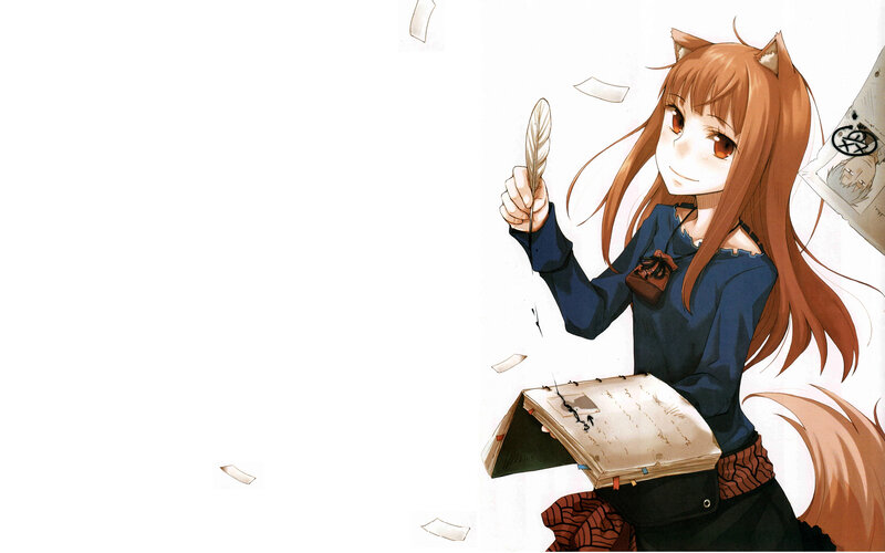 fox girl writing with a quill