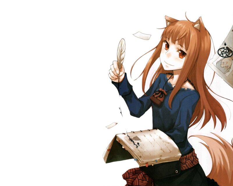 fox girl writing with feather