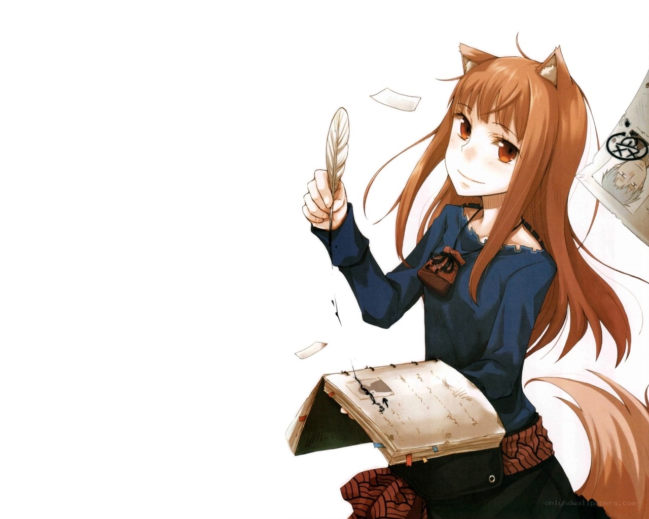 fox girl writing with feather