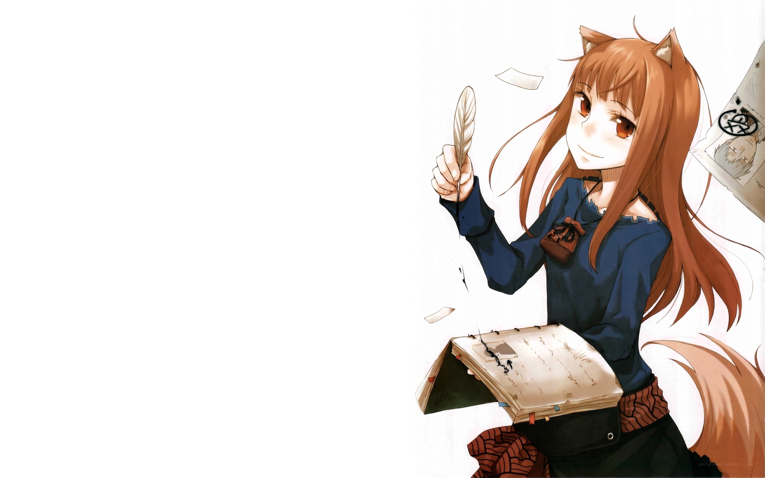 fox girl writing with feather