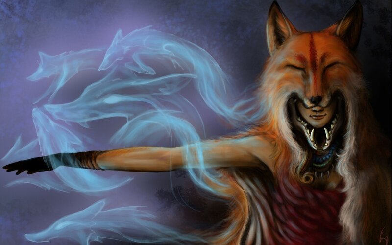 Fox-headed Figure with Spirits