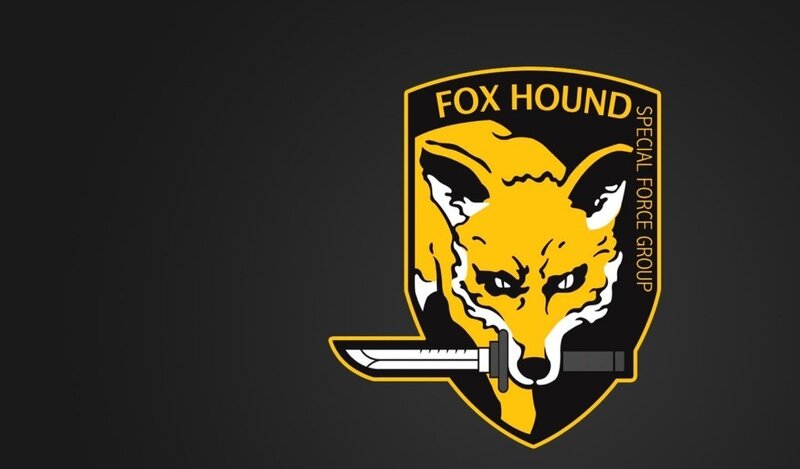 Fox Hound Emblem — Black, Aggressive, Vector Art, Knife, Shield