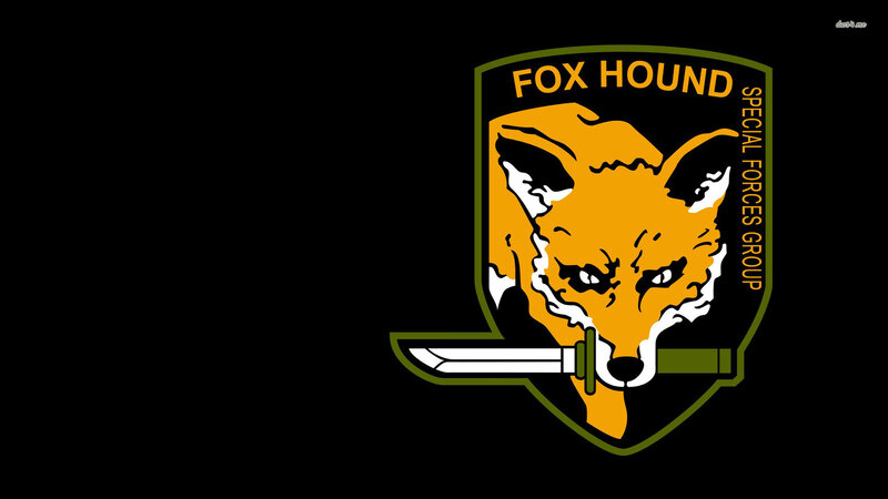 Fox Hound Emblem — Black, Serious, Vector Art, Knife