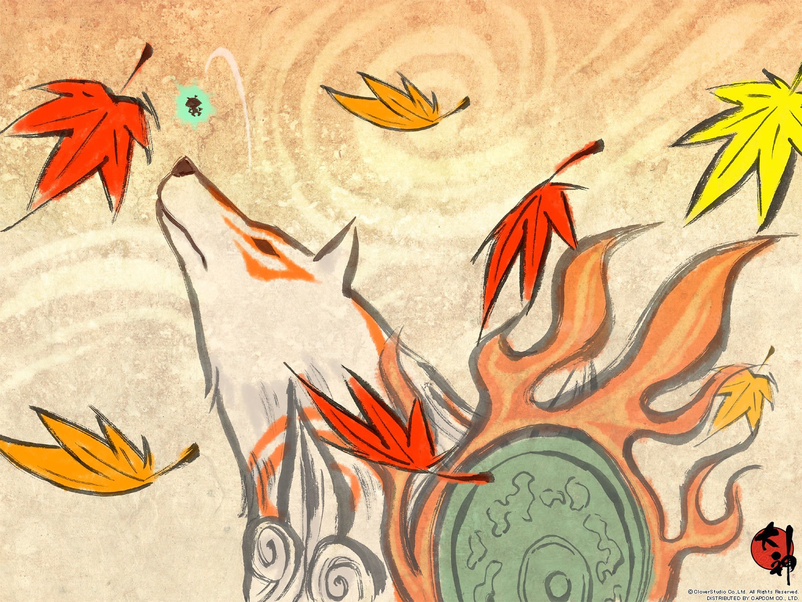 fox howling at autumn leaves
