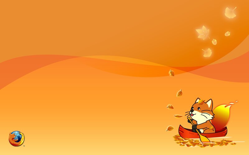 fox in a boat with autumn leaves