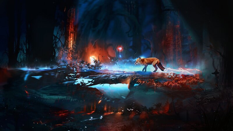Fox in a Dark Forest — Blue