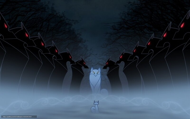 Fox in a dark forest