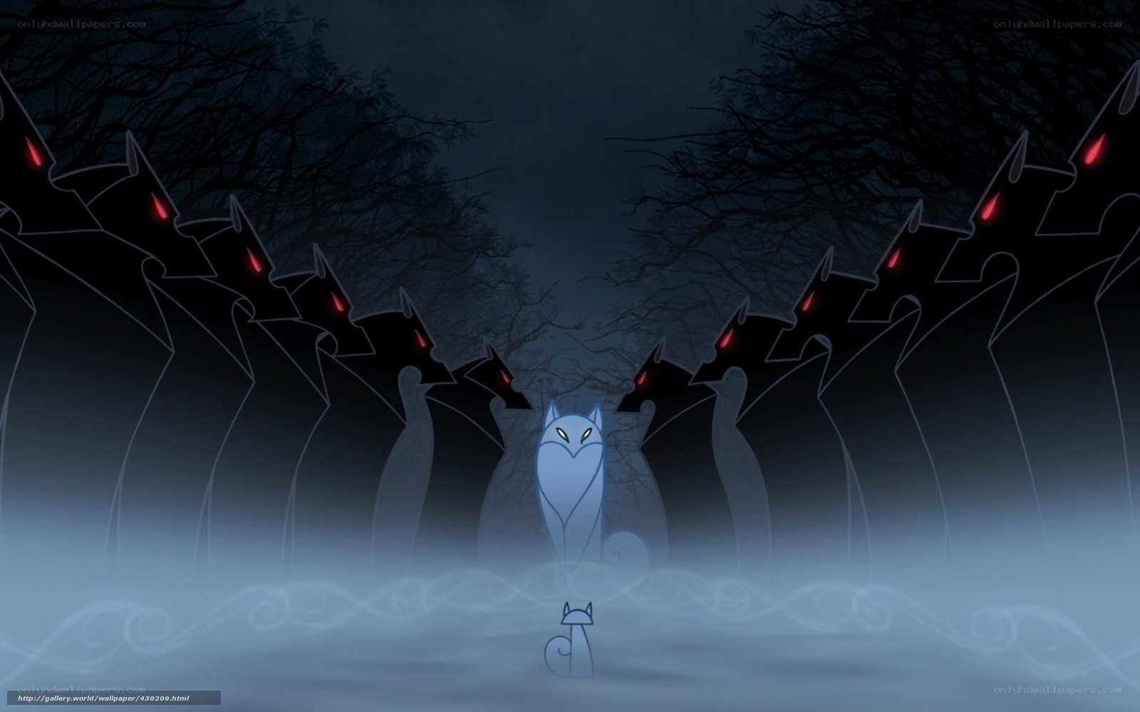 Fox in a dark forest