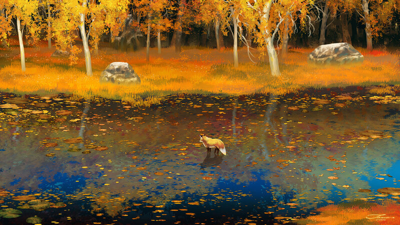 Fox in a Pond
