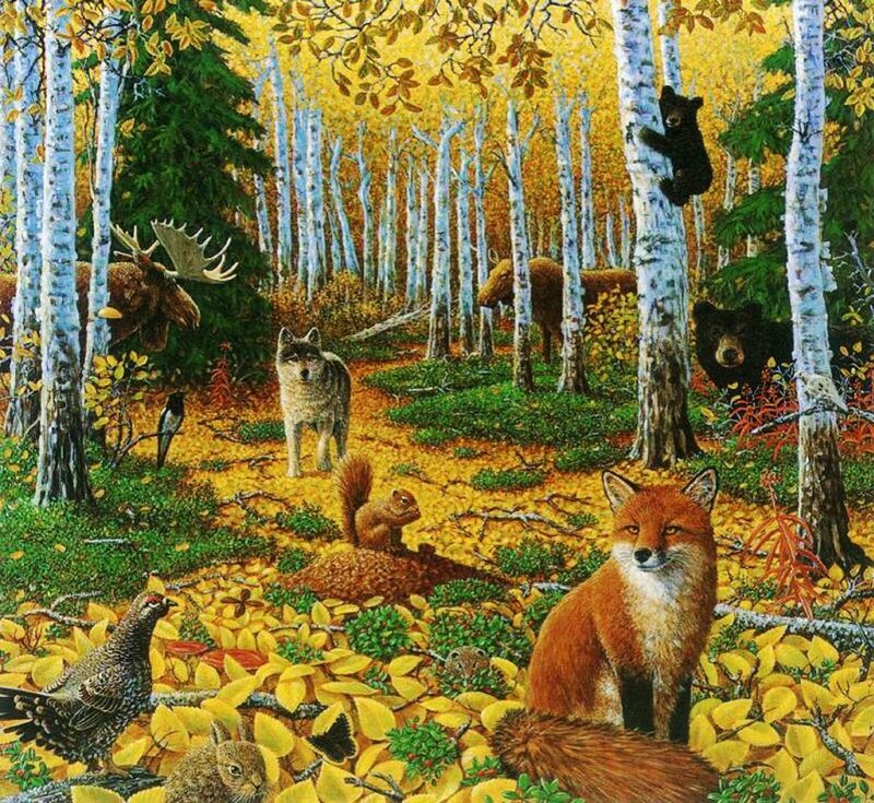 Fox in Autumn Forest — Yellow, Serene