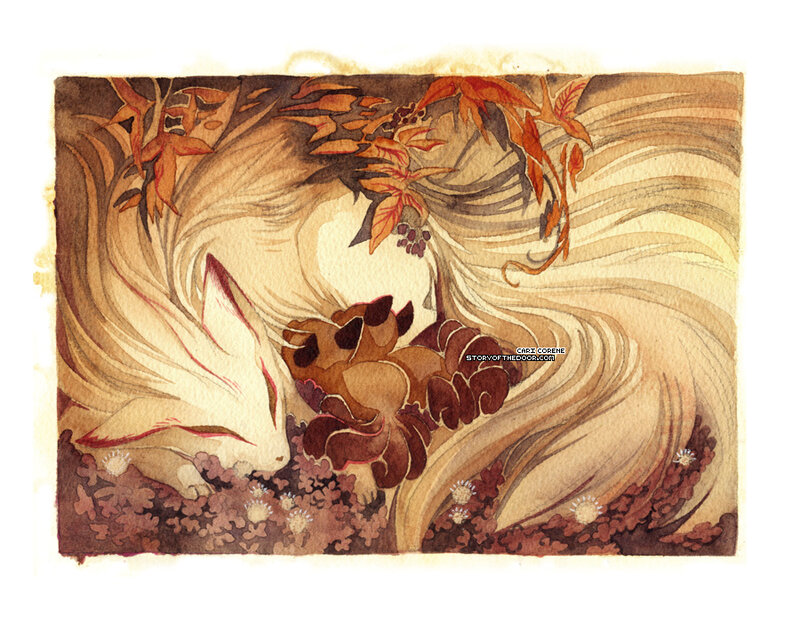 fox in autumn leaves