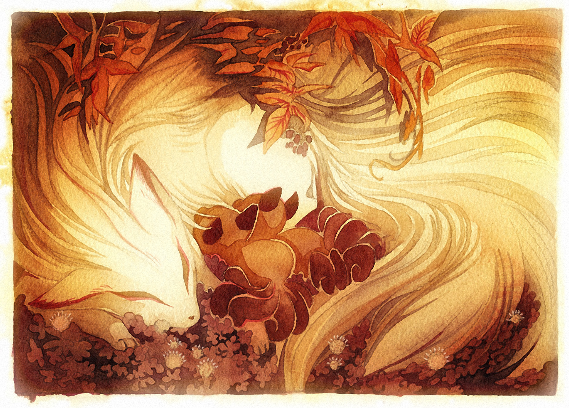 fox in autumn leaves