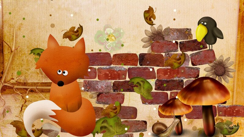 Fox in Autumn Scene