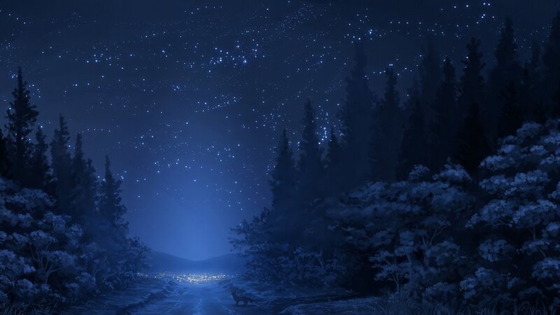 Fox in Forest — Blue, Serene, Night