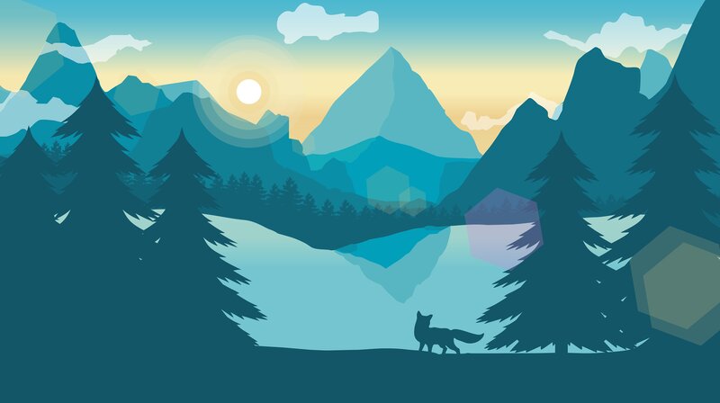 Fox in Forest — Blue, Serene, Sunset
