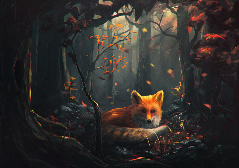 Fox in Forest — Orange, Serene