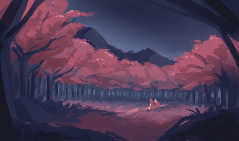 Fox in Forest — Pink
