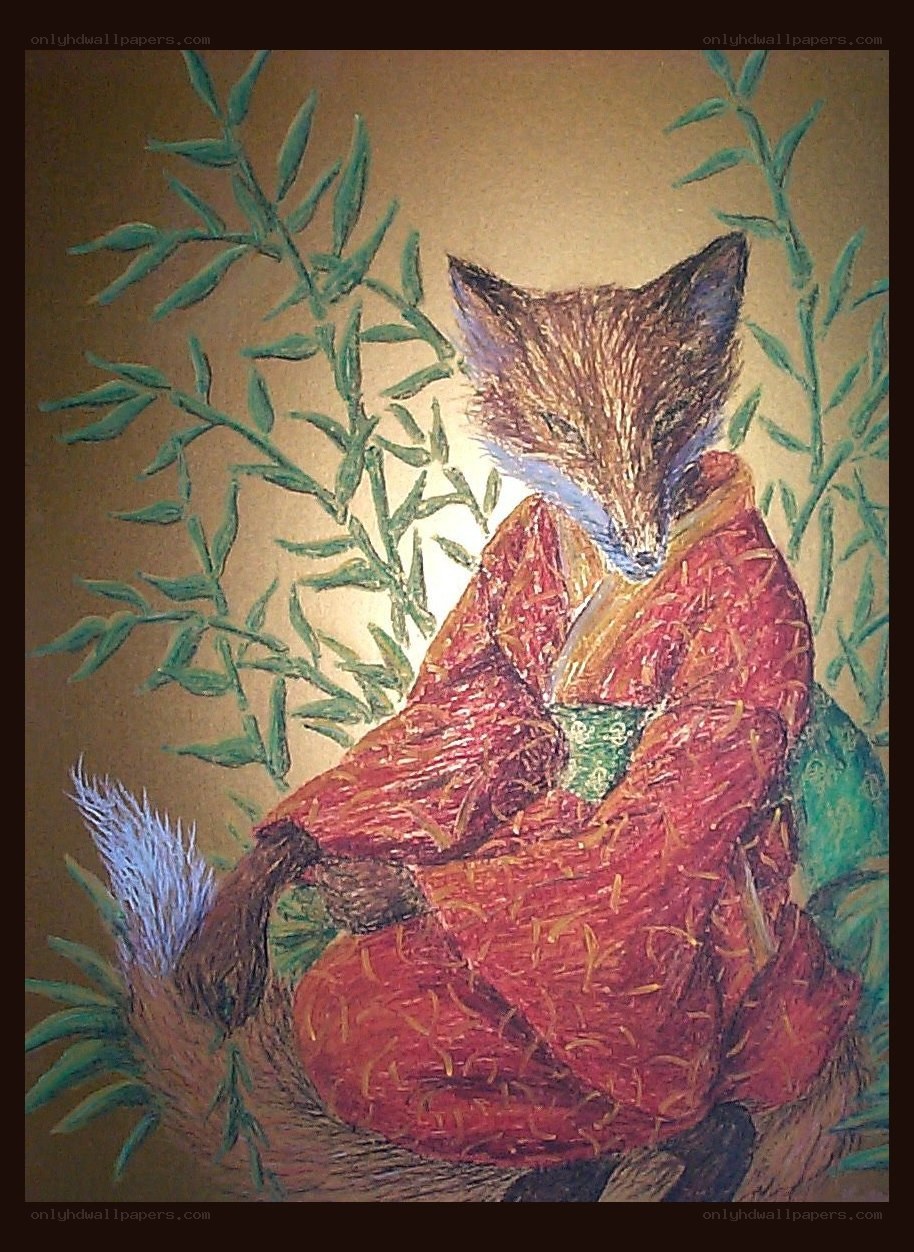 fox in red kimono