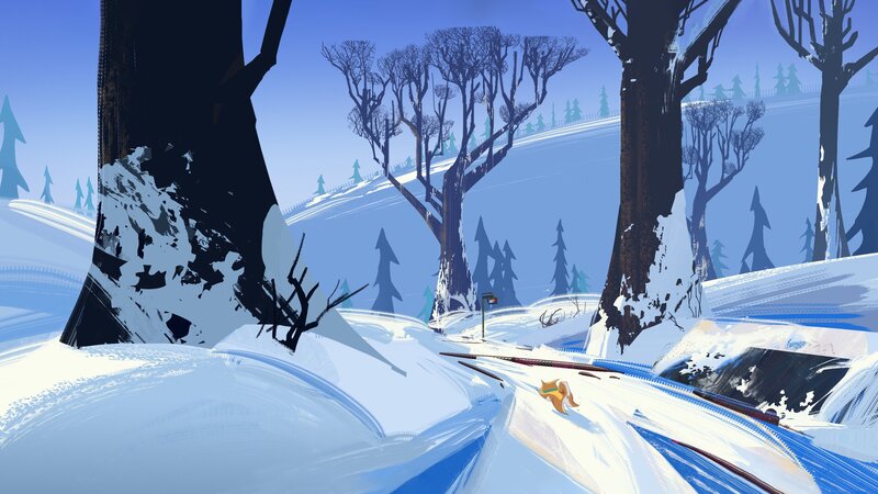 Fox in Snow — Blue