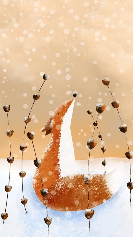 Fox in Snow — Brown