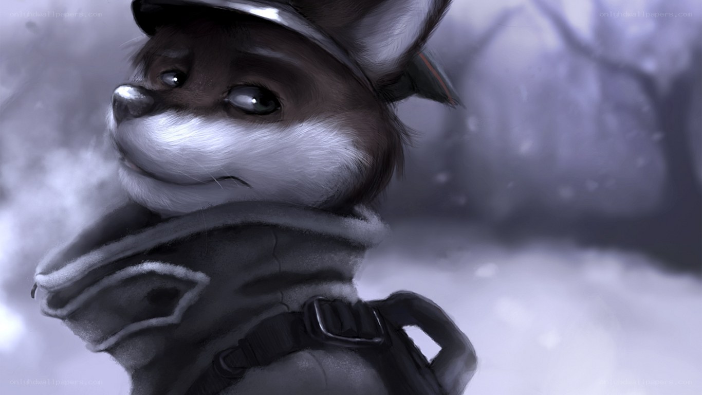 fox in winter coat
