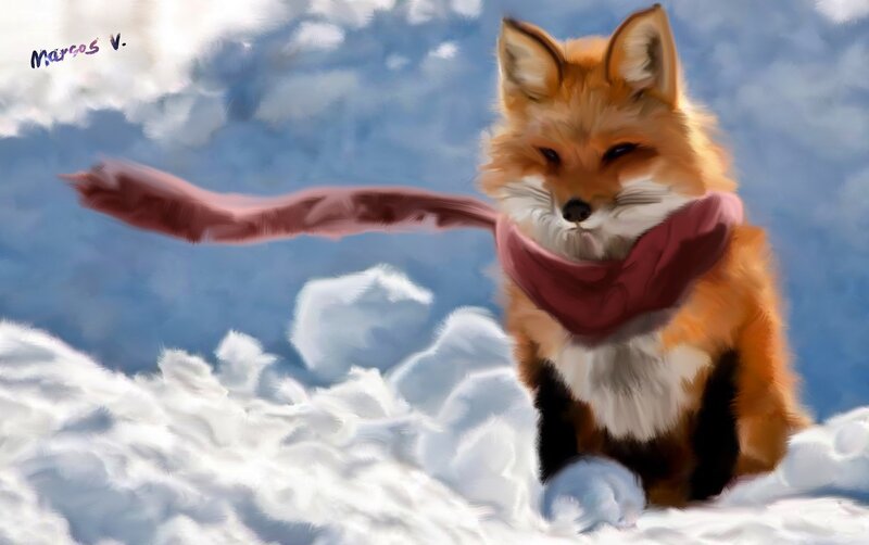 fox in winter scarf