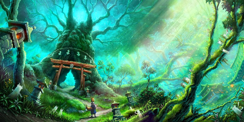 Fox-like Character in Forest — Green, Serene