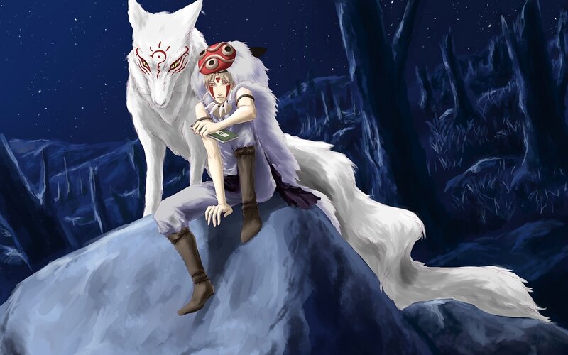 Fox-like Creature and Boy — White