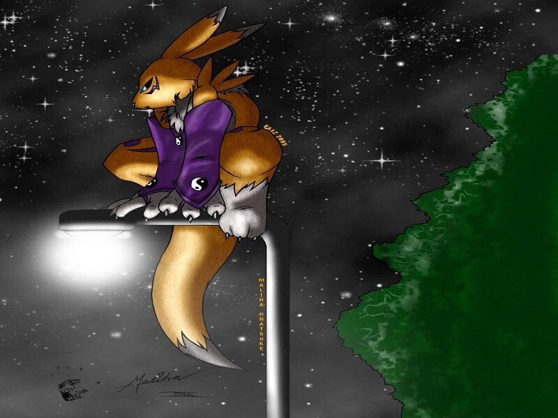 fox-like creature on a lamp post