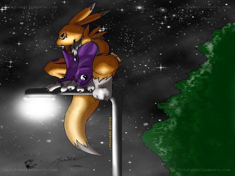 fox-like creature on a lamp post