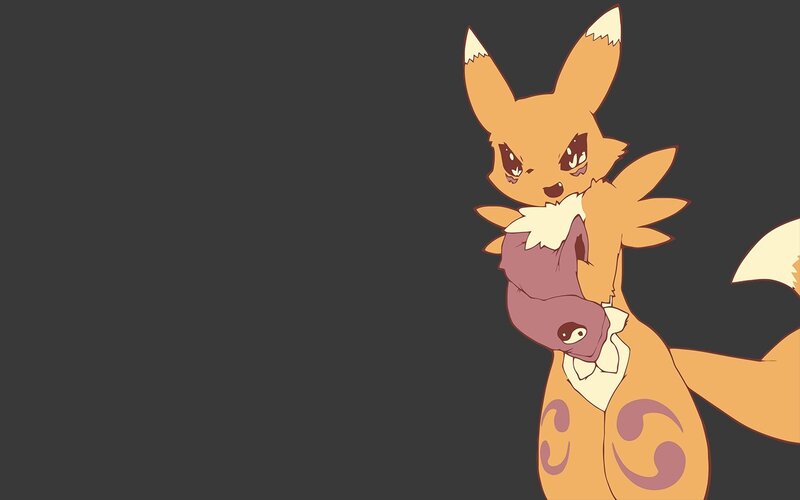 Fox-like creature with a plush toy