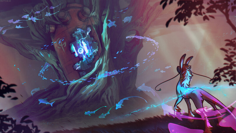Fox-like Creature with Glowing Energy