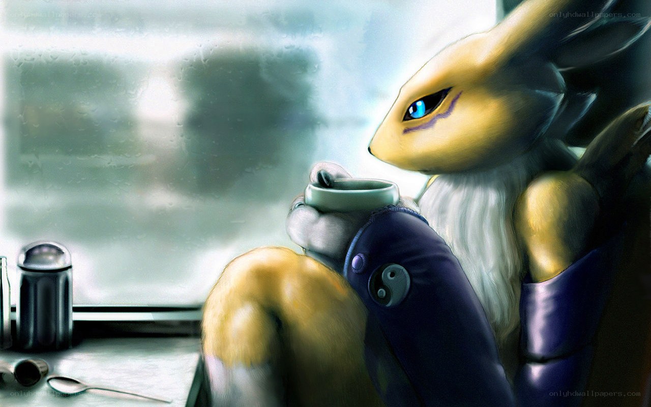 fox-like creature with tea