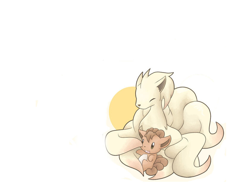 Fox-like creatures cuddling