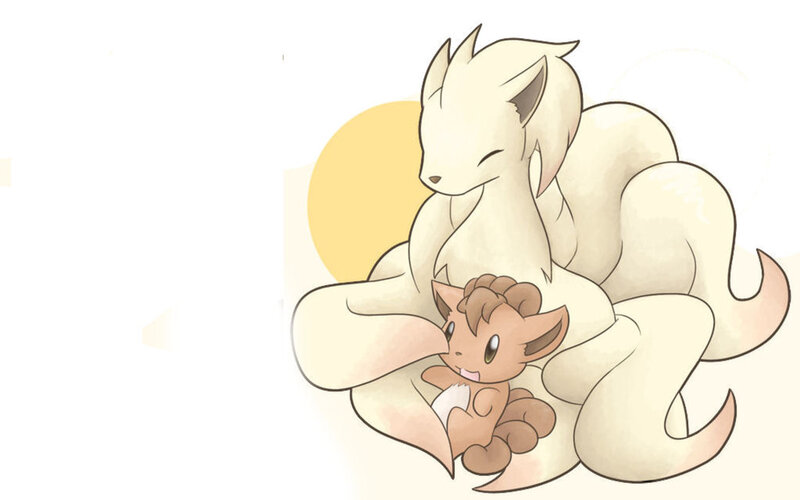Fox-like creatures cuddling