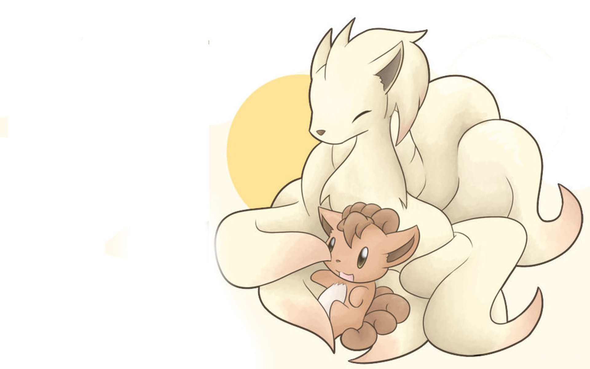 Fox-like creatures cuddling