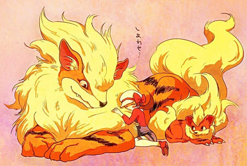 Fox-like creatures with child