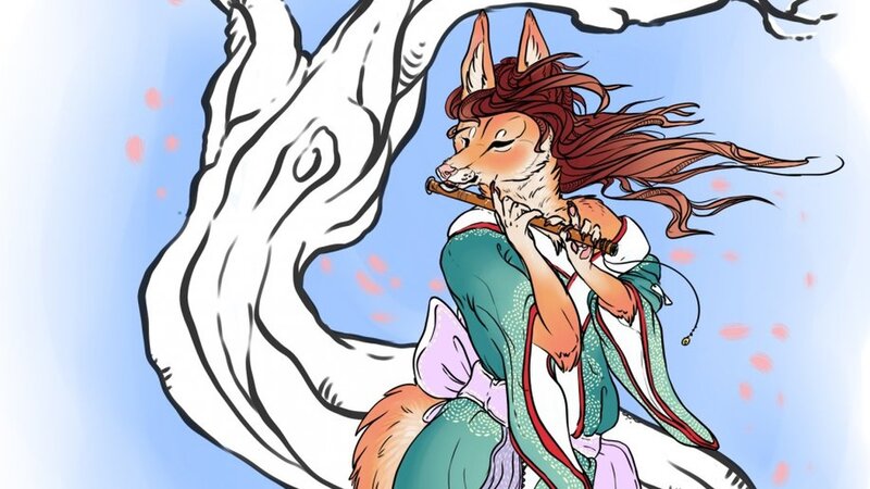 Fox-like Humanoid Playing Flute