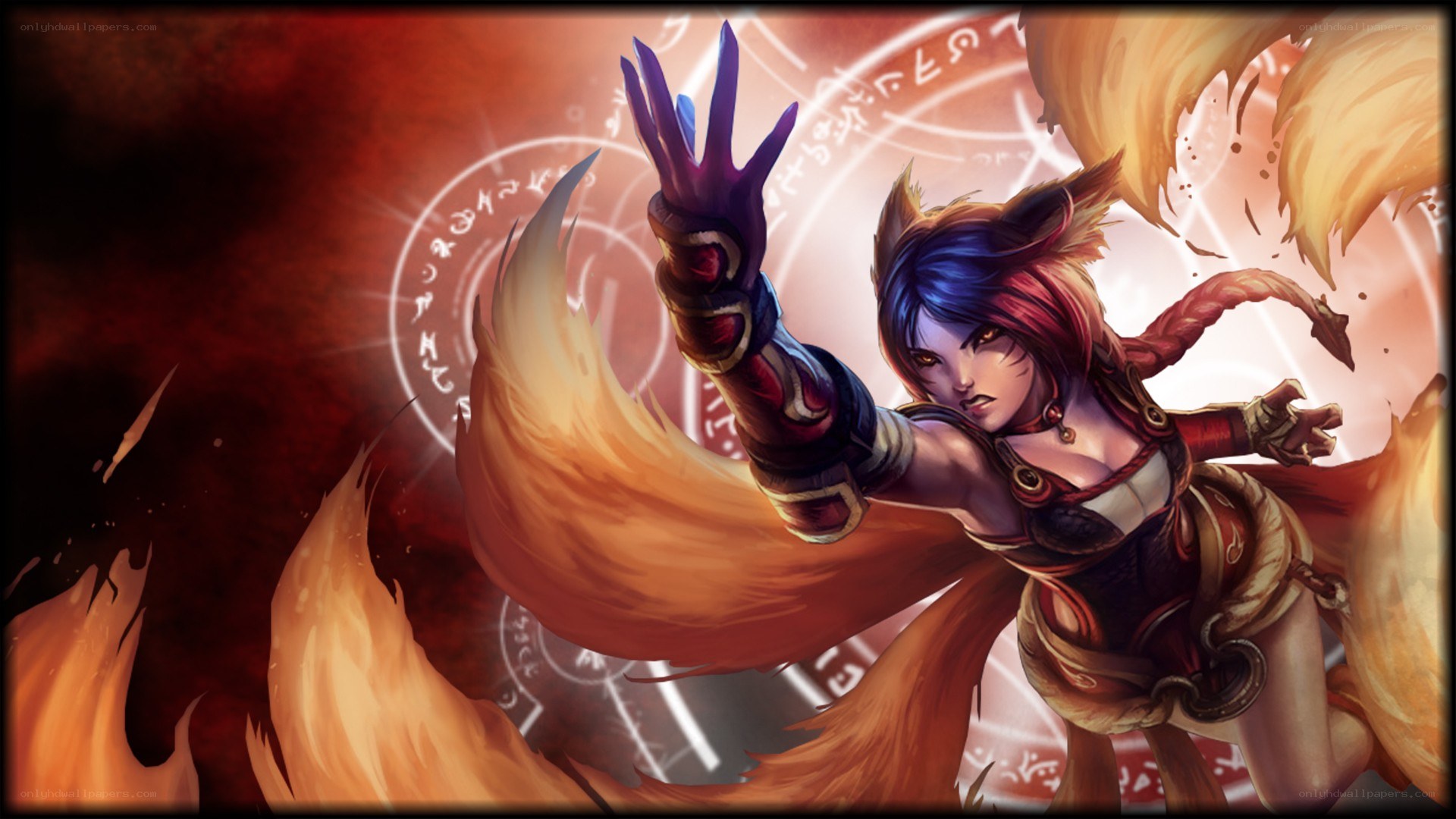 fox-like mage in fiery battle