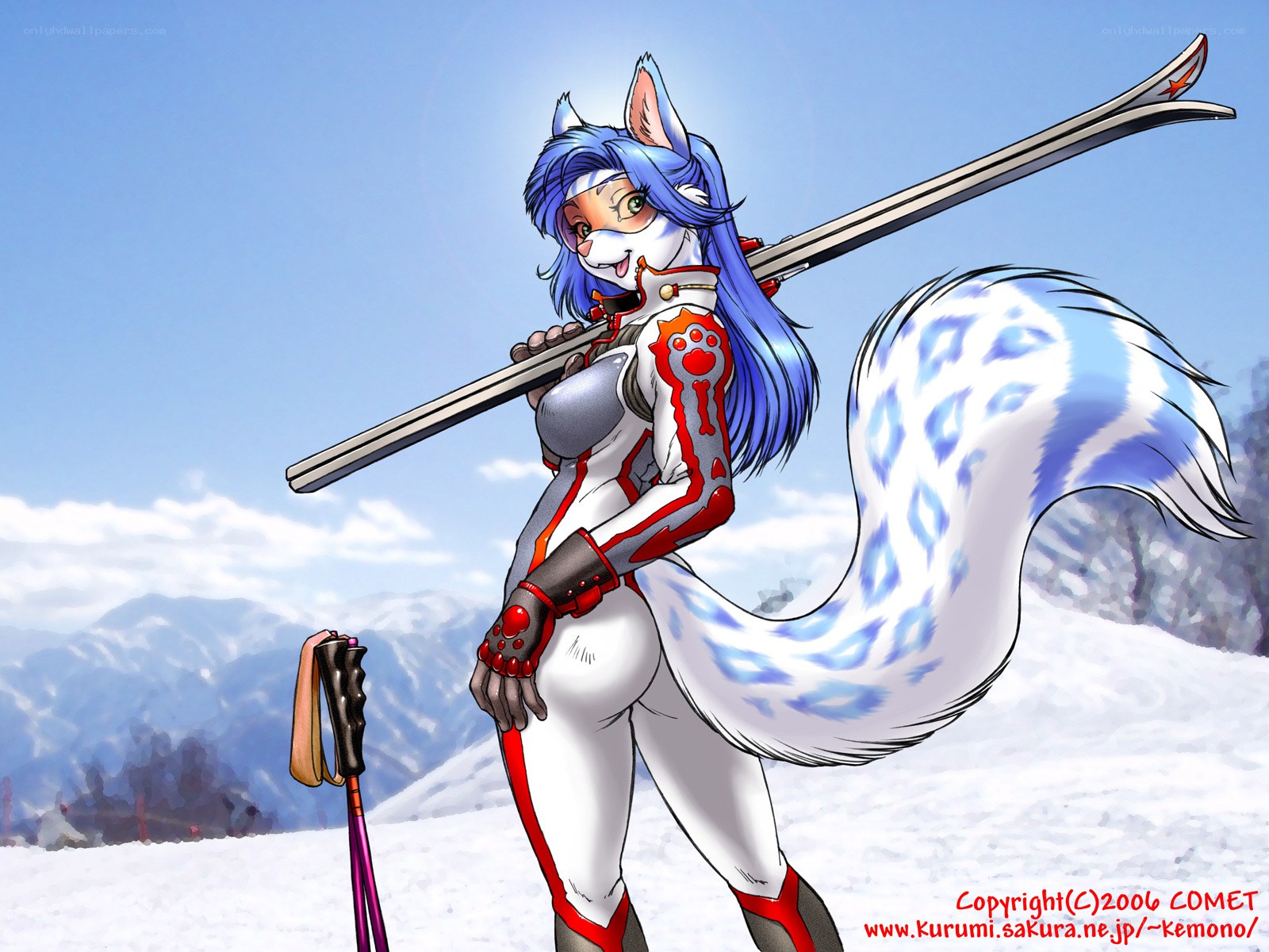 fox-like skier in winter