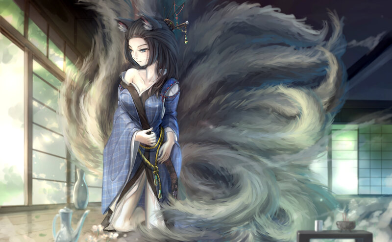 Fox-like Woman in Kimono